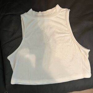 White, Black, and Brown Sleeveless Women's Top